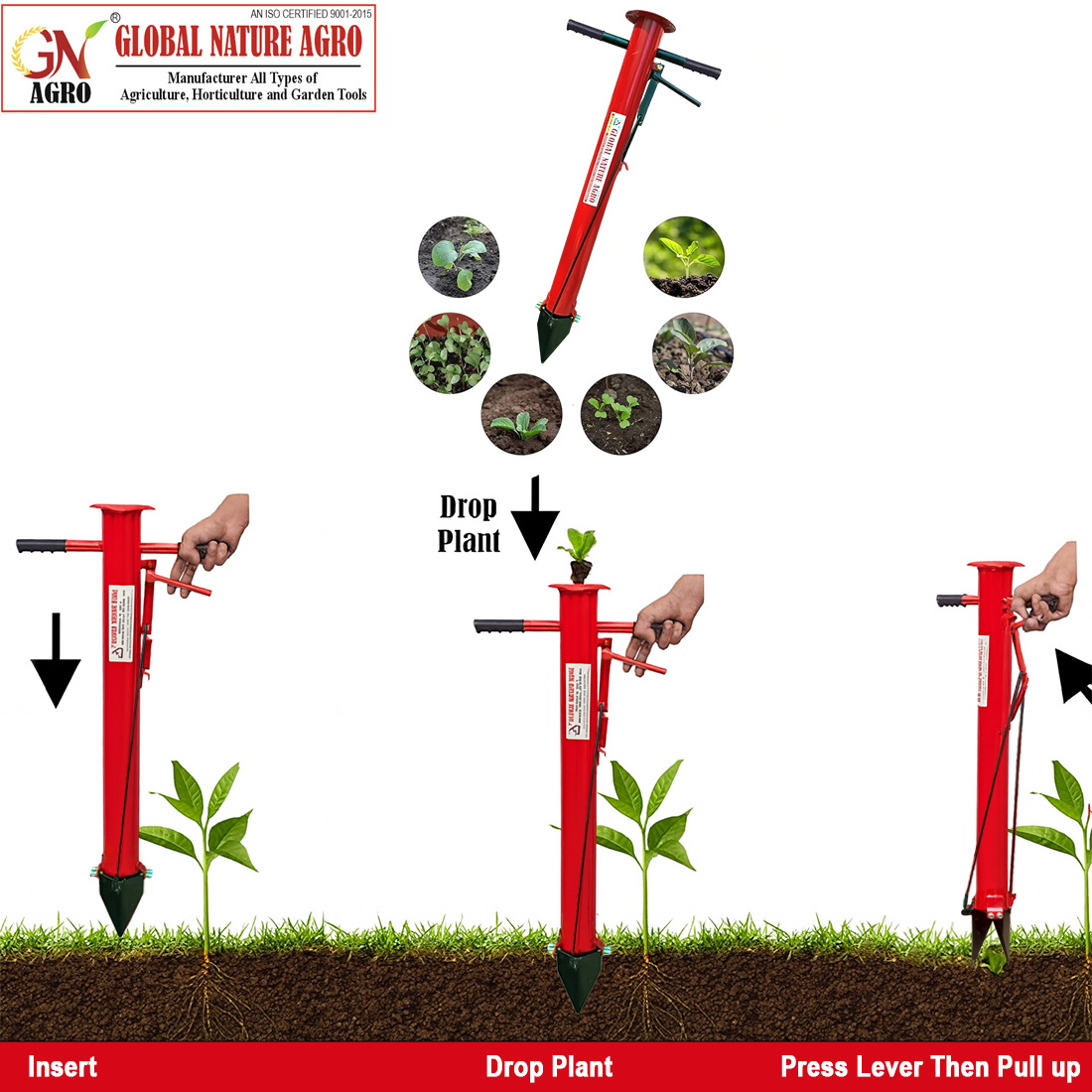 Global Nature Agro Manual Transplanter Tool – Easy Planting Device for Seedlings, Vegetables & Saplings | Heavy-Duty Steel Body | Time-Saving Farm Equipment for Nursery & Field Use - Image 4