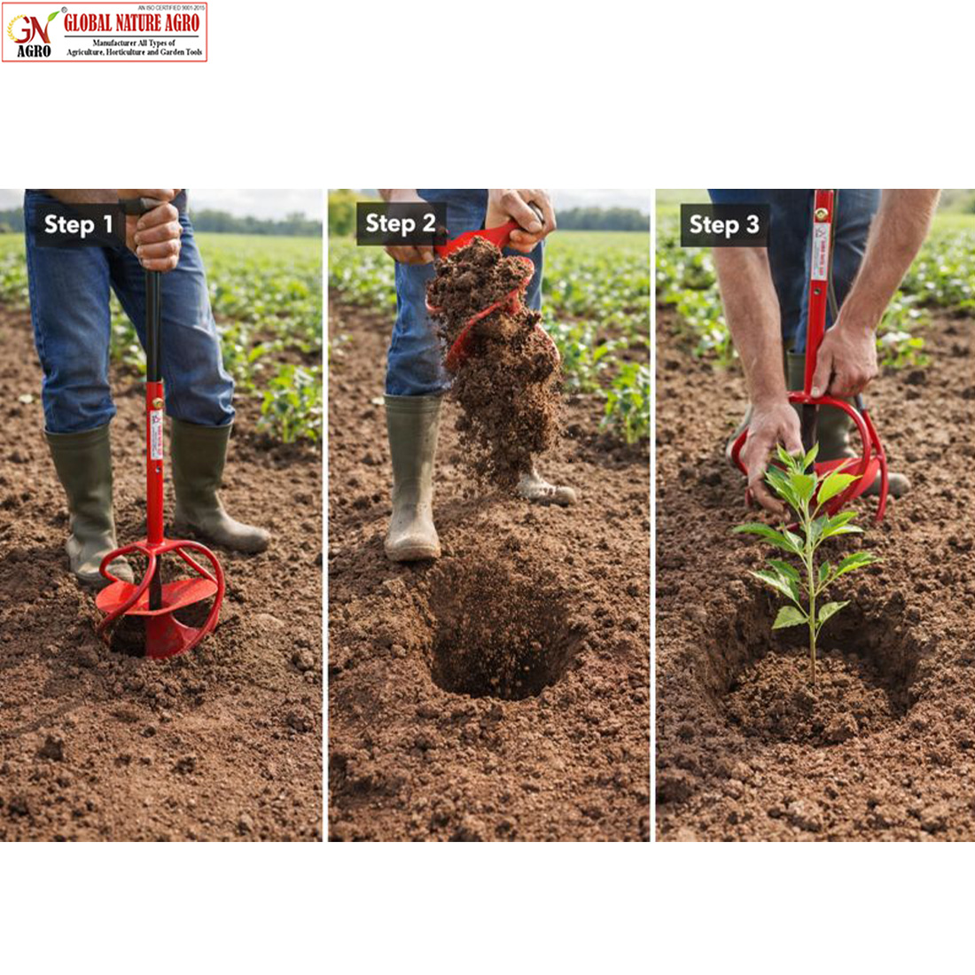 Global Nature Agro Manual Garden Hand Cultivator with T-Handle for Soil Loosening Weeding & Aeration | Heavy Duty Steel Soil Digger Tool for Farming Gardening & Plantation (Typhoon-Super-XL+Handle, 1) - Image 4