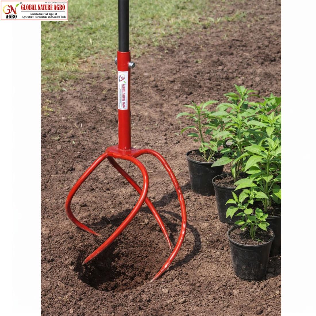 Global Nature Agro Manual Garden Hand Cultivator with T-Handle for Soil Loosening Weeding & Aeration | Heavy Duty Steel Soil Digger Tool for Farming Gardening & Plantation (Typhoon-XL, 1) - Image 2