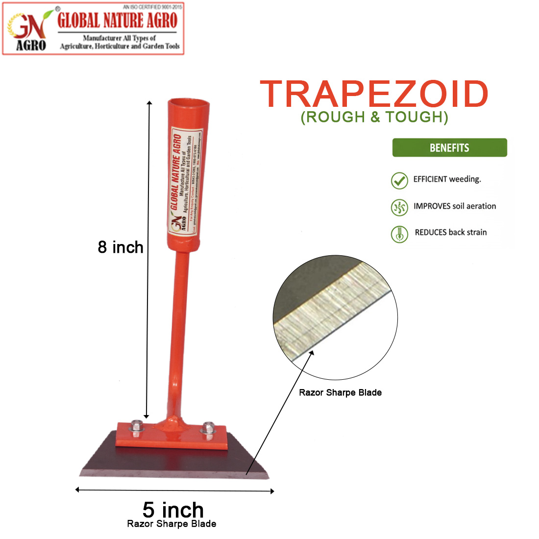 Global Nature Agro Premium Oscillating Garden & Farm Weeder Tool with 5-Inch Carbon Steel Push-Pull Hoe, Designed for Farmers and Gardeners. Ideal for Easy Weed Removal, Soil Cultivation. - Image 2