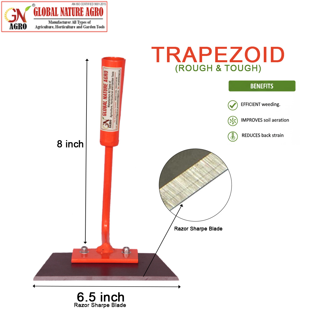 Global Nature Agro Premium Oscillating Garden & Farm Weeder Tool with 6.5-inch Carbon Steel Push-Pull Hoe, Designed for Farmers and Gardeners. Ideal for Easy Weed Removal, Soil Cultivation. - Image 3