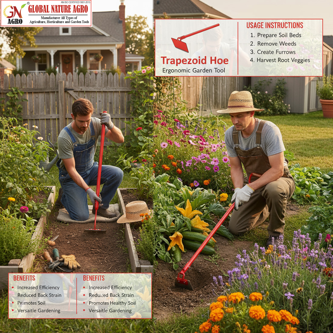 Global Nature Agro Premium Oscillating Garden & Farm Weeder Tool with 5-Inch Carbon Steel Push-Pull Hoe, Designed for Farmers and Gardeners. Ideal for Easy Weed Removal, Soil Cultivation. - Image 4