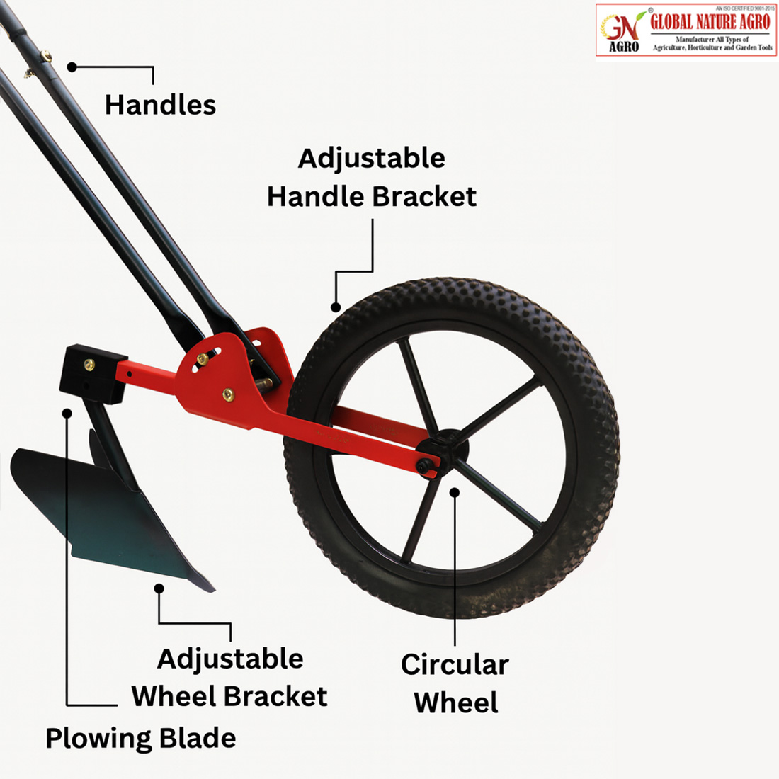 Manual Wheel Hoe Weeder with Interchangeable Attachments – Multi-Function Hand Push Cultivator for Weeding, Soil Aeration & Furrow Making – Durable Steel Frame with Pneumatic Wheel for Easy Farm Use - Image 8