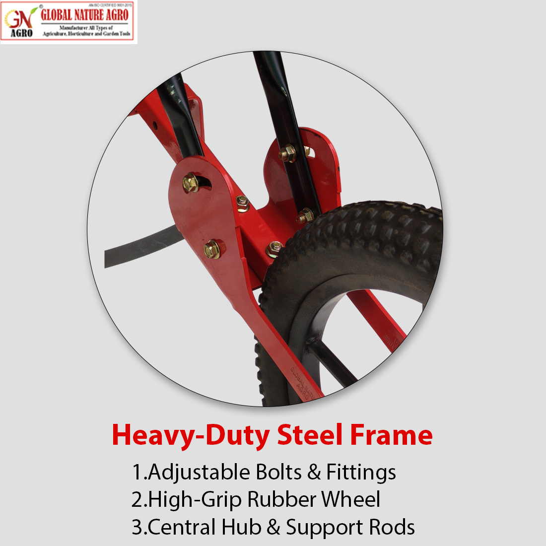 Manual Wheel Hoe Weeder with Interchangeable Attachments – Multi-Function Hand Push Cultivator for Weeding, Soil Aeration & Furrow Making – Durable Steel Frame with Pneumatic Wheel for Easy Farm Use - Image 3