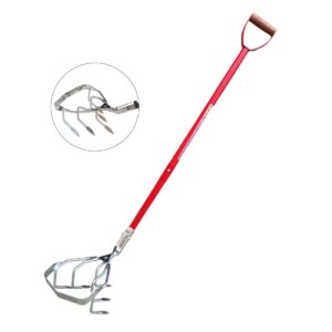 Global Nature Agro 5-Tine Heavy-Duty Manual Weeder With 4.25 Feet Steel Handle For Soil Cultivator | 7.5-Inch Carbon Steel Blade | Garden Hand Tool for Weeding, Soil Loosening, Farming & Vegetable Fields.