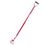 Global Nature Agro Long Handle 5-Finger Garden Cultivator with D-Grip Handle | 4.25 Feet Heavy Duty Iron Hand Weeder | 5 Inch Tines for Soil Loosening, Weeding & Gardening