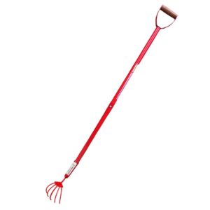 Global Nature Agro Long Handle 5-Finger Garden Cultivator with D-Grip Handle | 4.25 Feet Heavy Duty Iron Hand Weeder | 5 Inch Tines for Soil Loosening, Weeding & Gardening