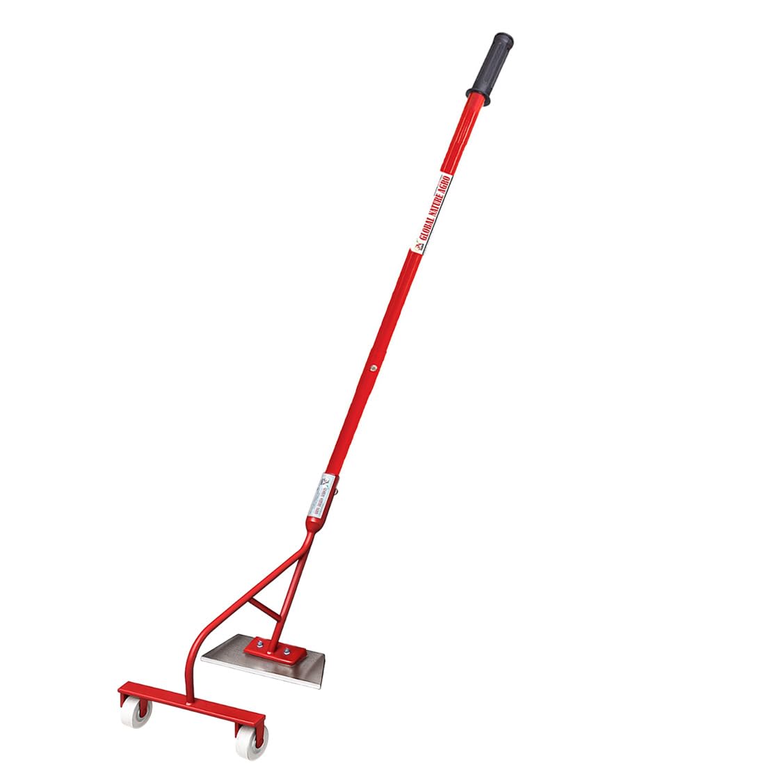 Global Nature Agro Heavy-Duty Push Weeder with Dual Wheels & 9Inch-Carbon Steel Blade | Manual Weed Remover for Farming & Gardening | Soil-Friendly Grass & Weed Cutter Tool (PushWeeder_2FtHandle)
