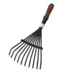 Global Nature Agro 9-Tine Heavy Duty Steel Leaf Rake Head – Durable Garden & Farm Cleaning Tool for Leaves, Grass & Debris | Rust-Resistant Metal Rake (WithWoodenHandle)