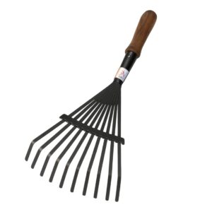 Global Nature Agro 9-Tine Heavy Duty Steel Leaf Rake Head – Durable Garden & Farm Cleaning Tool for Leaves, Grass & Debris | Rust-Resistant Metal Rake (WithWoodenHandle)