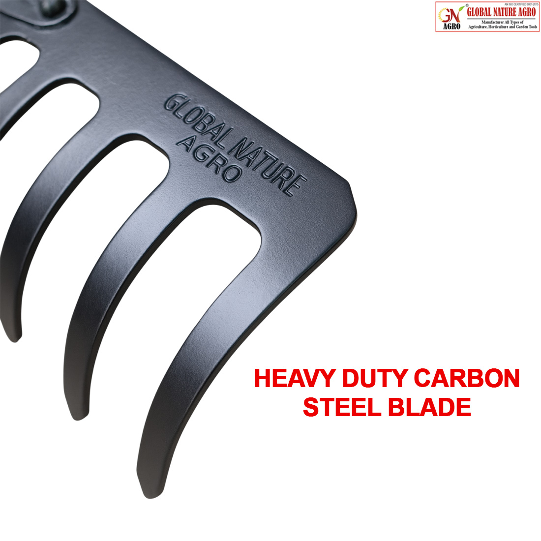 Global Nature Agro Heavy Duty Garden Rake – 8 Tine Steel Hand Rake for Soil Leveling, Cleaning & Gardening | Durable Powder-Coated Metal Head | Ideal for Farms, Gardens & Landscaping (RAKE-8-TINE) - Image 2