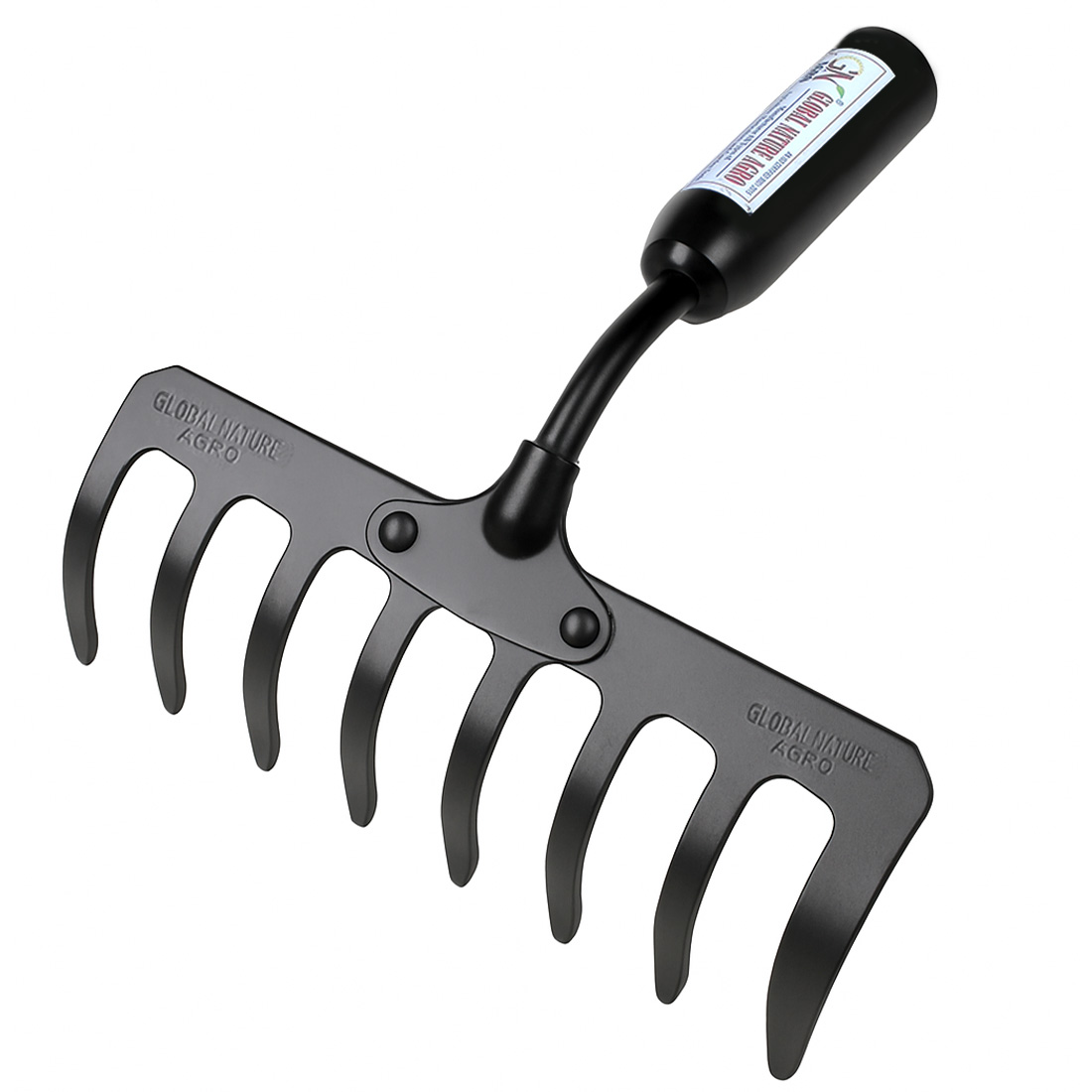 Global Nature Agro Heavy Duty Garden Rake – 8 Tine Steel Hand Rake for Soil Leveling, Cleaning & Gardening | Durable Powder-Coated Metal Head | Ideal for Farms, Gardens & Landscaping (RAKE-8-TINE)