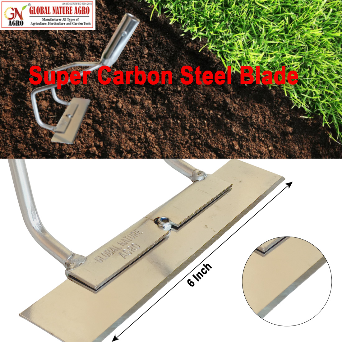 Global Nature Agro 6 Inch Manual Weeder with 4.25 Ft Long Handle | Heavy Duty Garden Weed Remover Tool for Farming, Gardening & Agriculture Use - Image 6