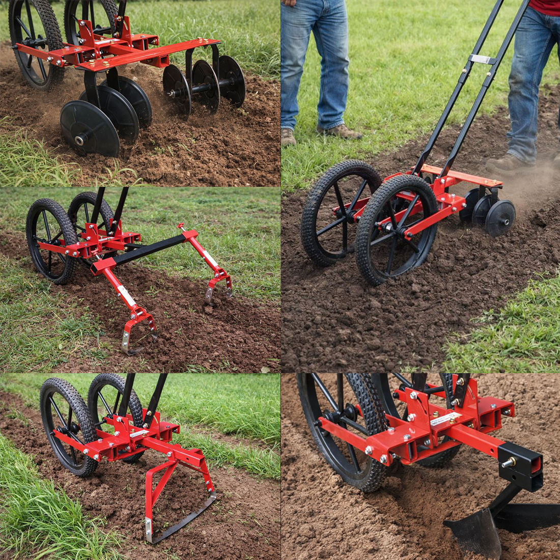 Global Nature Agro Double Wheel Manual Cultivator | Multi-Purpose Interchangeable Attachments | Hand Operated Farming & Gardening Tool - Image 6
