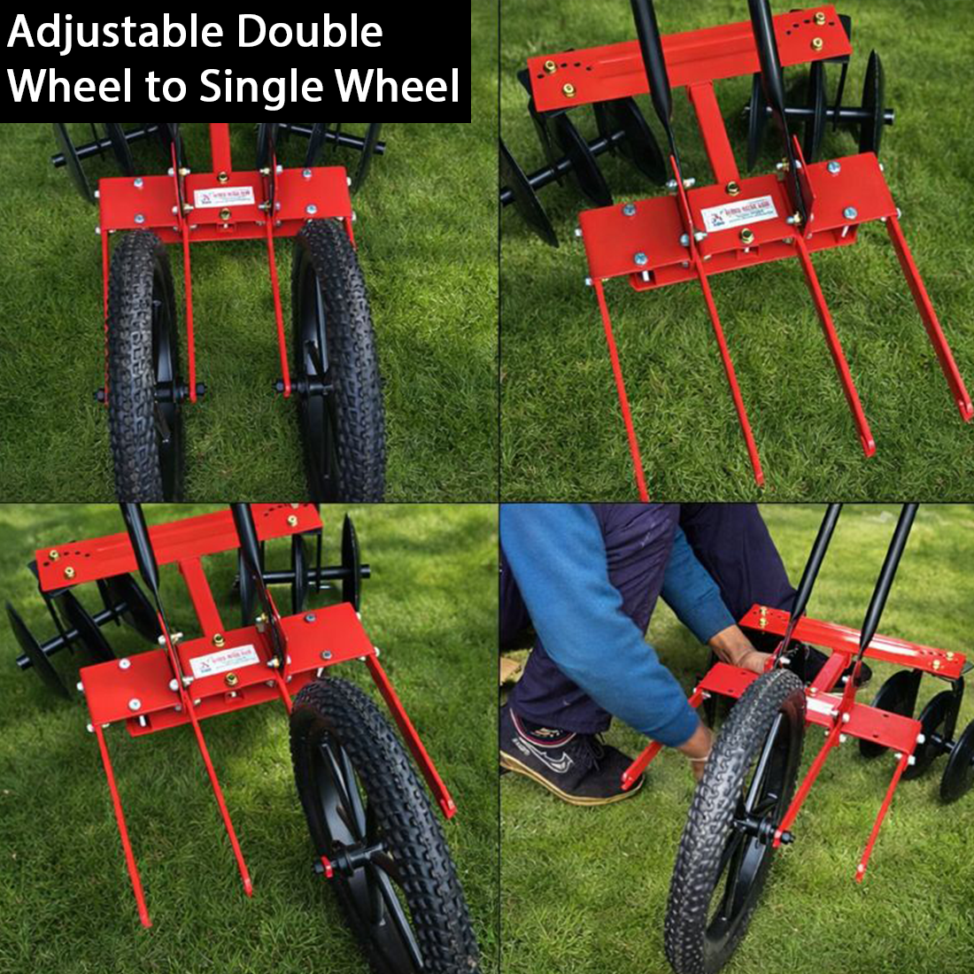 Global Nature Agro Double Wheel Manual Cultivator | Multi-Purpose Interchangeable Attachments | Hand Operated Farming & Gardening Tool - Image 3