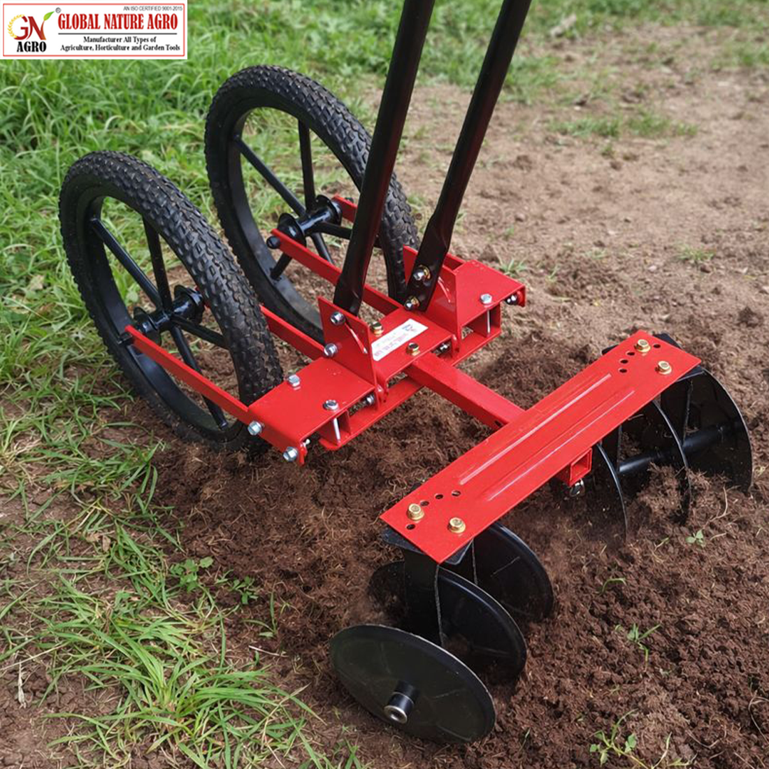 Global Nature Agro Double Wheel Manual Cultivator | Multi-Purpose Interchangeable Attachments | Hand Operated Farming & Gardening Tool - Image 2