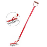 Global Nature Agro Manual Garden Weeder Tool 8 Inch | 5-Tine 2 Inch Carbon Steel Blade | Heavy Duty 4.25 Feet Hand Weeding & Soil Cultivator for Farming & Gardening