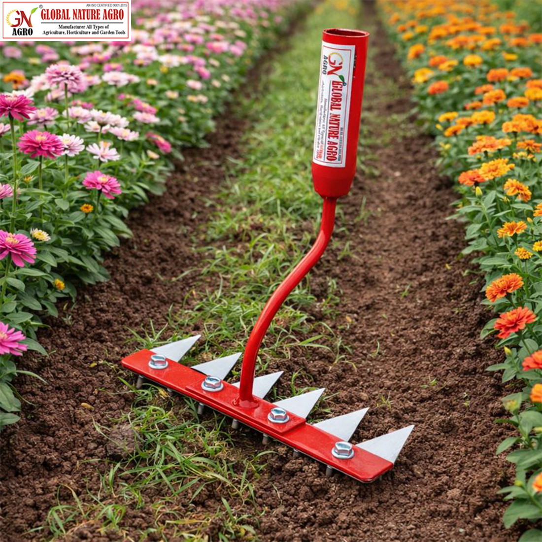 Global Nature Agro Manual Garden Weeder Tool 8 Inch | 5-Tine 2 Inch Carbon Steel Blade | Heavy Duty Hand Weeding & Soil Cultivator for Farming & Gardening (1, WeedingRake-4FT-Handle) - Image 3