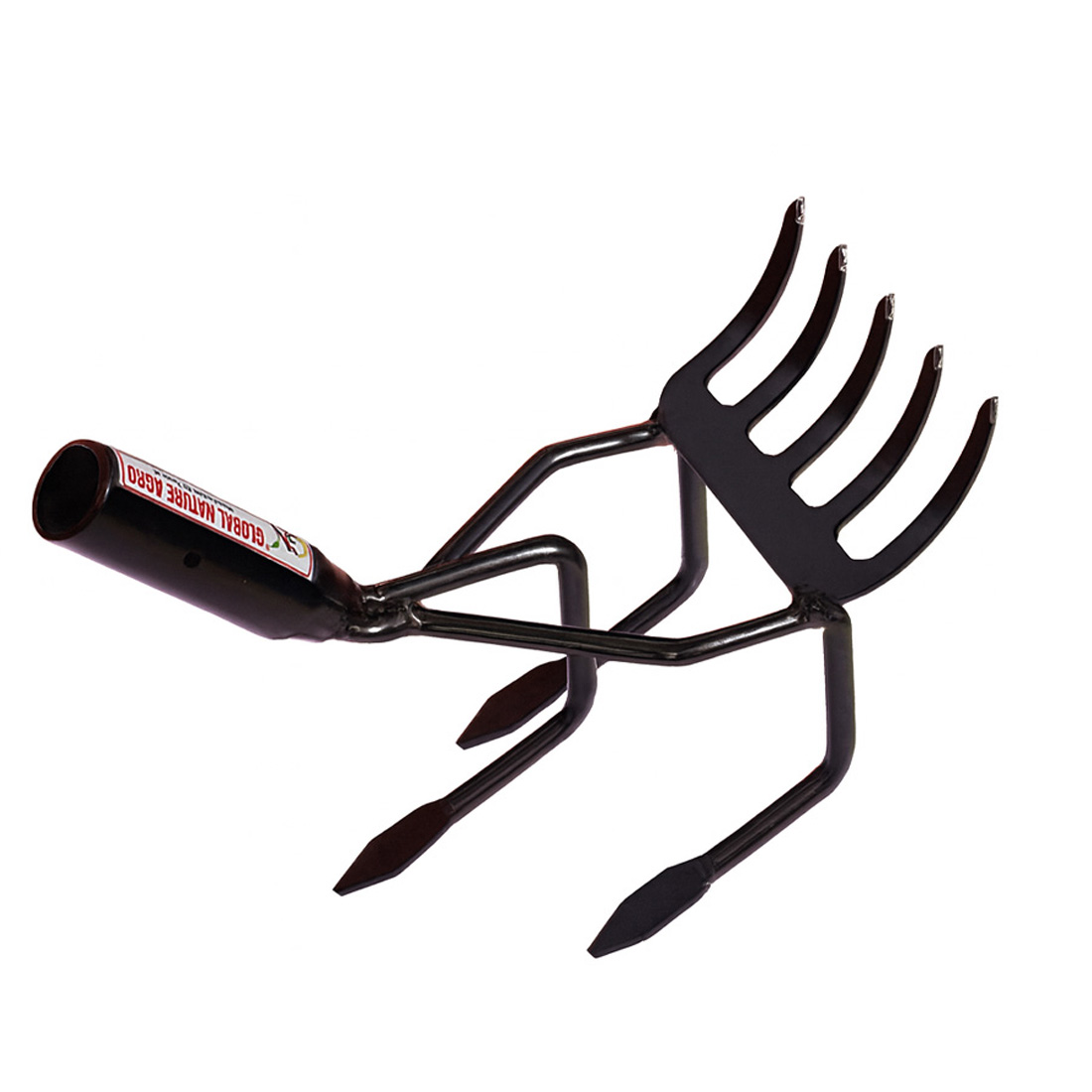 Global Nature Agro 3 Tine Base Cultivator | Heavy Duty Manual Garden Weeder Tool with Strong Handle Socket | Soil Loosening & Weed Removal Tool for Farming & Gardening