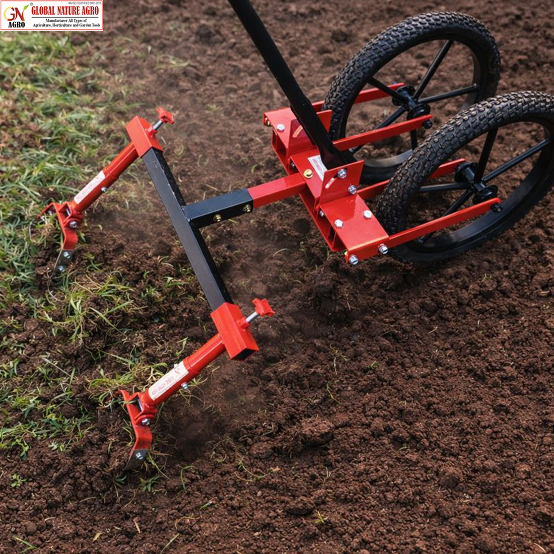 Global Nature Agro Adjustable Double Wheel Weeder Cum Cultivator Machine | Manual Push Type Garden & Farm Tool for Weed Removal, Soil Loosening & Inter-Cultivation (Harrow-Stirrup-Hoe-5.5-Inch) - Image 2